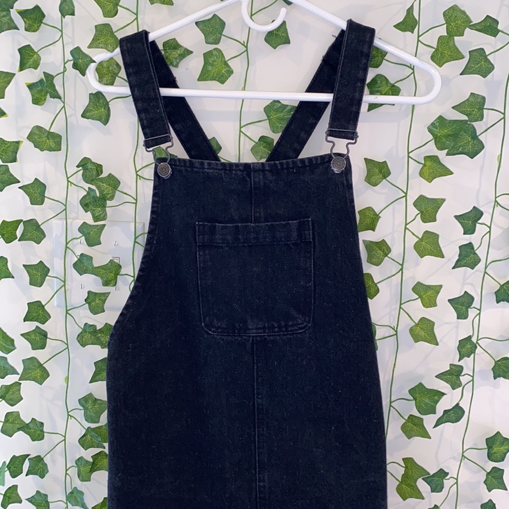 Black Denim Overall Dress